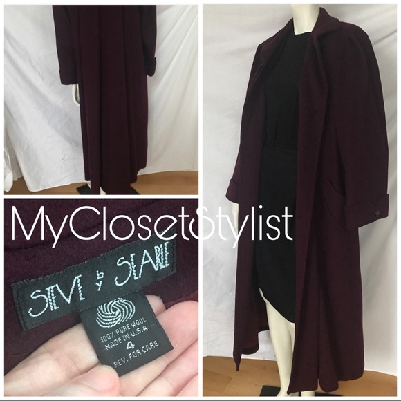Searle Wool Coat LONG Flowing Full Length NEW! Berry 4 Small RARE UNIQUE STAPLE - Picture 3 of 8